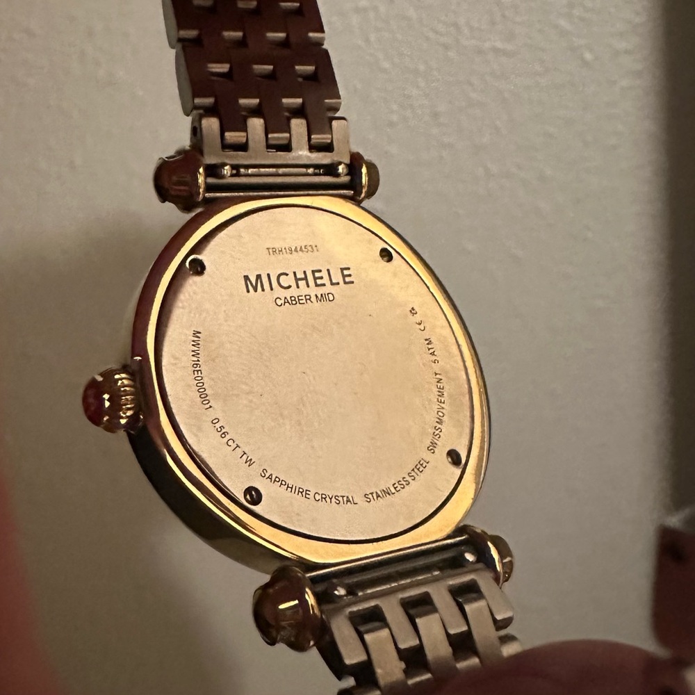 MICHELE Caber Diamond Two-Tone Watch EUC - Picture 3 of 6